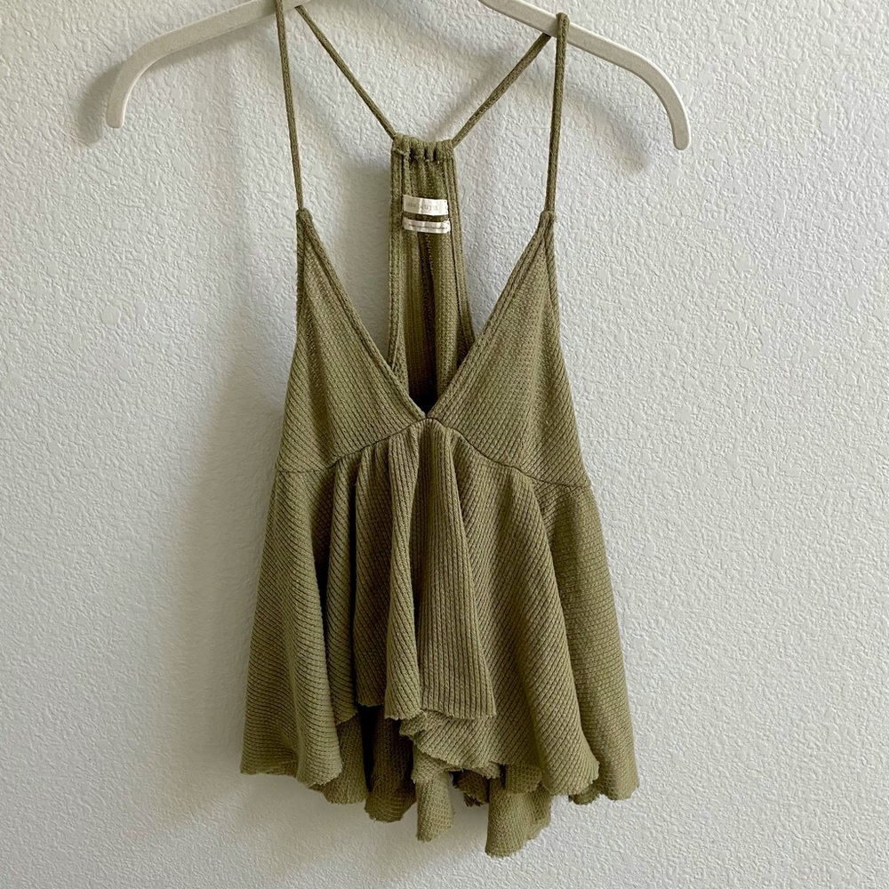 Urban Outfitters Green Ruffle Cami Tank